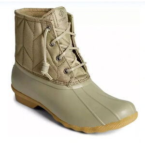Sperry Saltwater SeaCycle Rubber Duck Boots Quilted Rain Boots Green 8.5